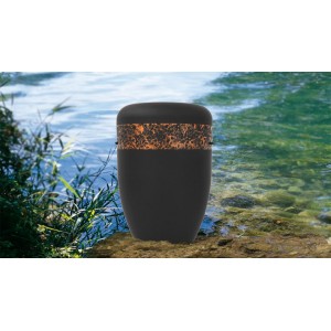Biodegradable Cremation Ashes Funeral Urn / Casket - HAND BEATEN COPPER BAND EFFECT